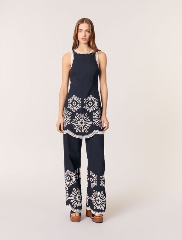 Maje Robe Courte Avec Détails Crochet Marine
