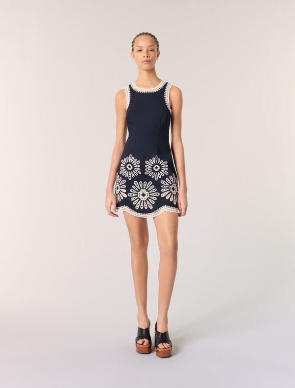 maje Robe courte avec détails crochet Marine