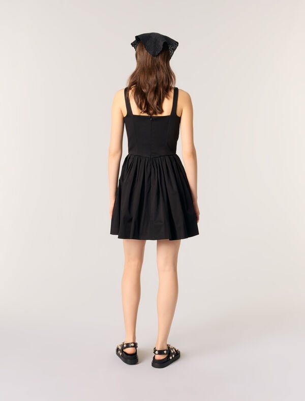 Maje Robe Courte En Coton Noir