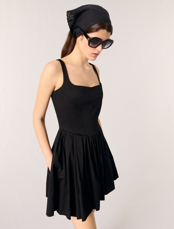 Maje Robe Courte En Coton Noir