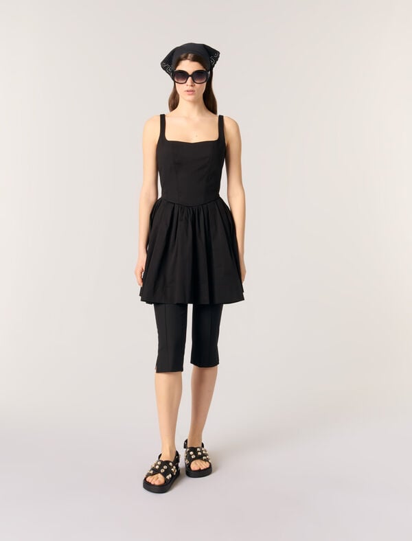 Maje Robe Courte En Coton Noir