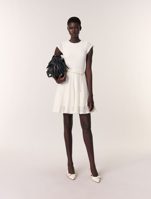 maje Robe courte en crochet Blanc