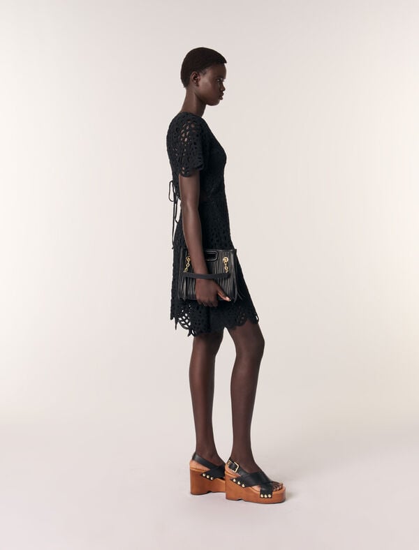 Maje Robe Courte En Crochet Vert