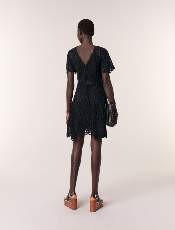 Maje Robe Courte En Crochet Vert