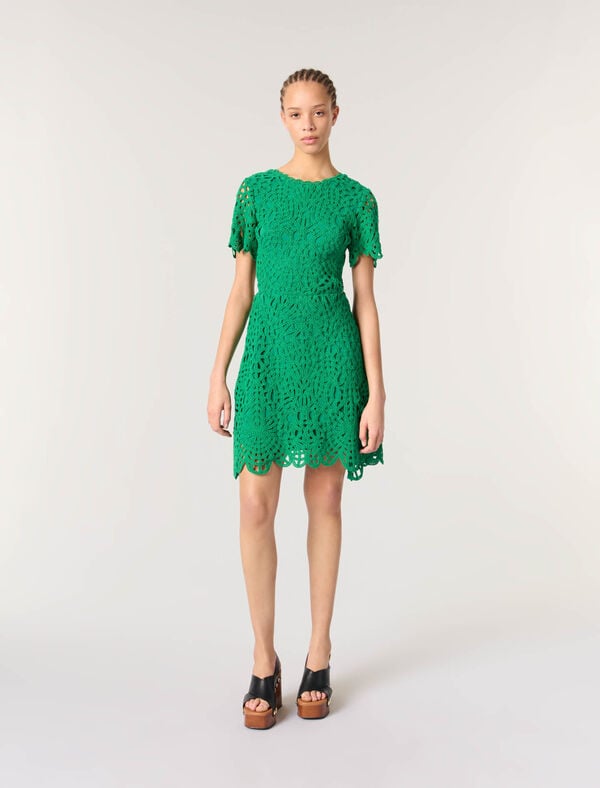 maje Robe courte en crochet Vert