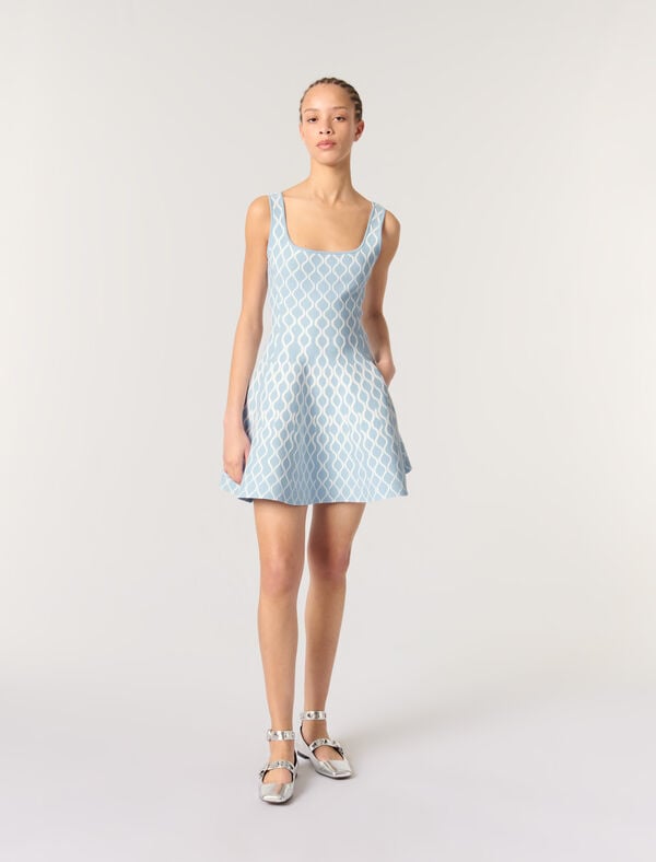 maje Robe courte en maille jacquard Bleu/blanc
