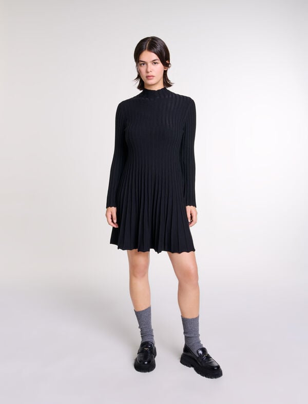 Maje Robe Courte En Maille Noir