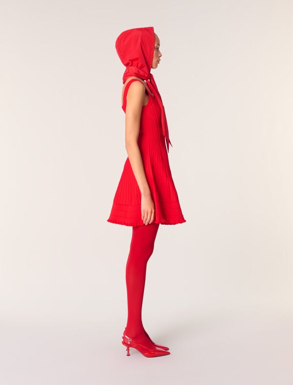 Maje Robe Courte En Maille Rouge