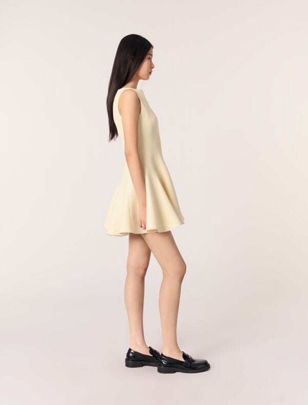 Maje Robe Courte En Tweed Jaune