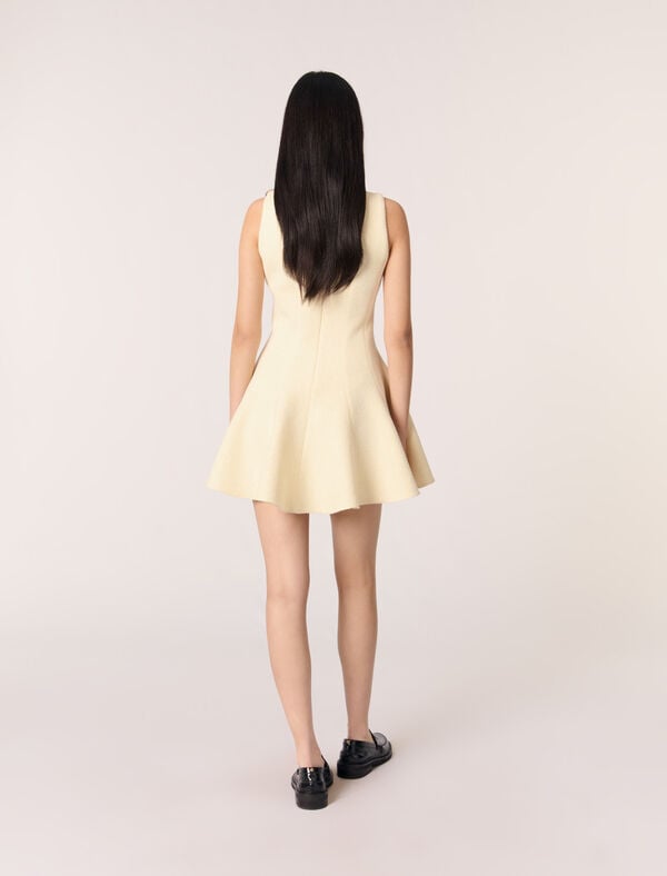 Maje Robe Courte En Tweed Jaune