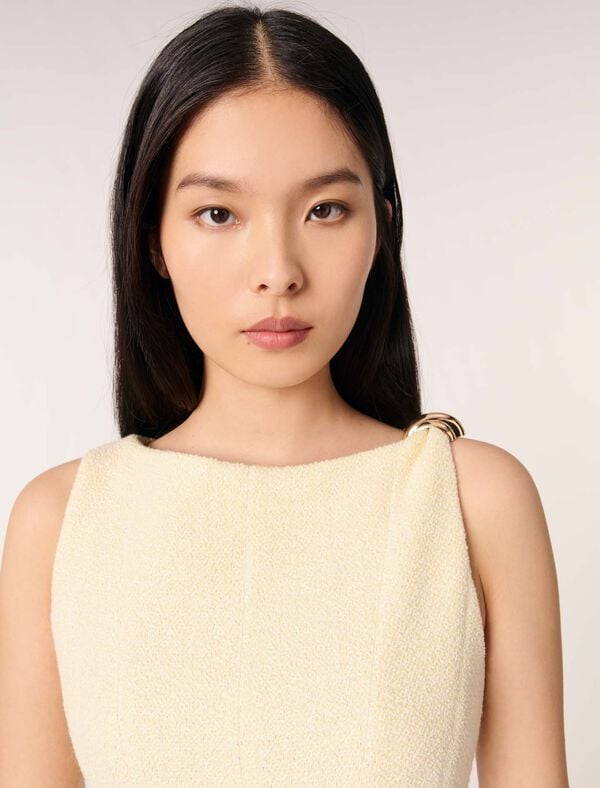 Maje Robe Courte En Tweed Jaune