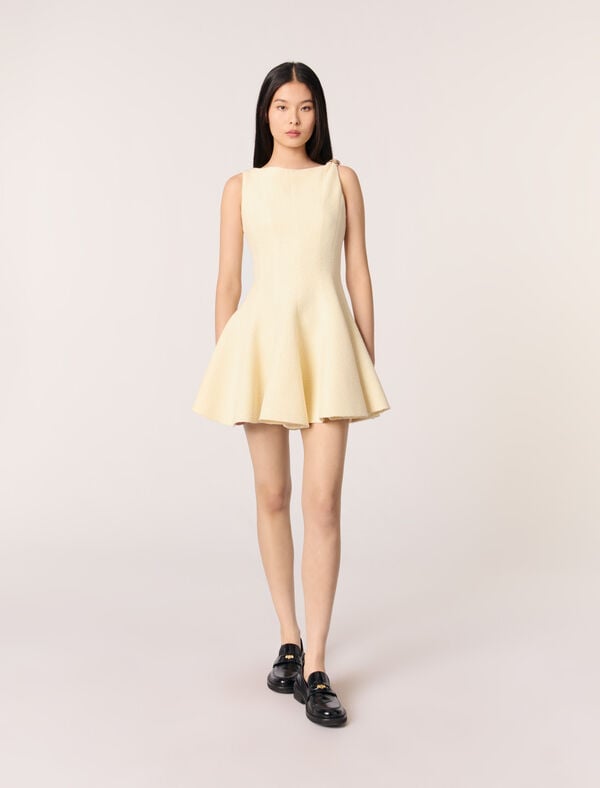 maje Robe courte en tweed Jaune