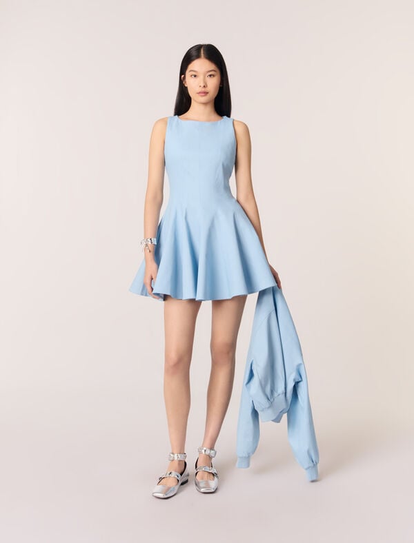 maje Robe courte évasée en coton Bleu Ciel
