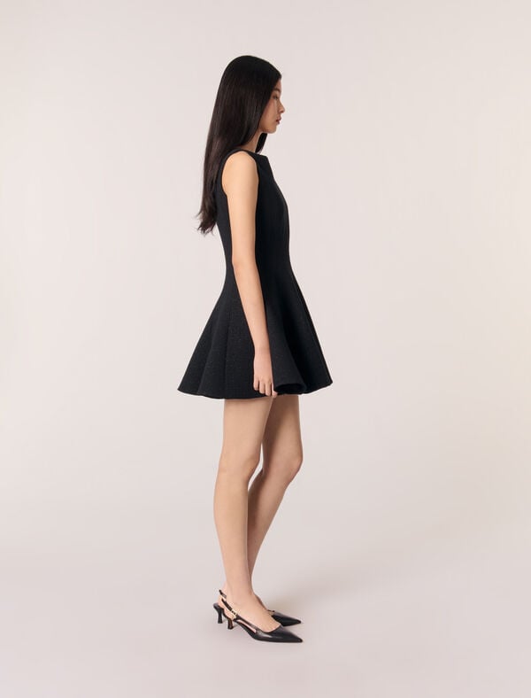 Maje Robe Courte évasée En Tweed Noir
