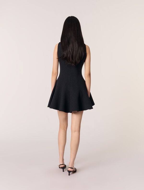 Maje Robe Courte évasée En Tweed Noir