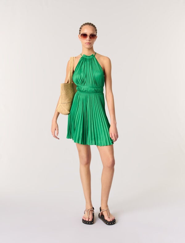 maje Robe courte plissée dos nu Vert