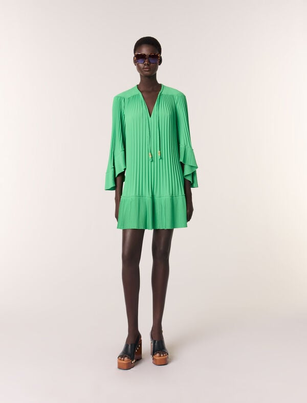 maje Robe courte plissée Vert