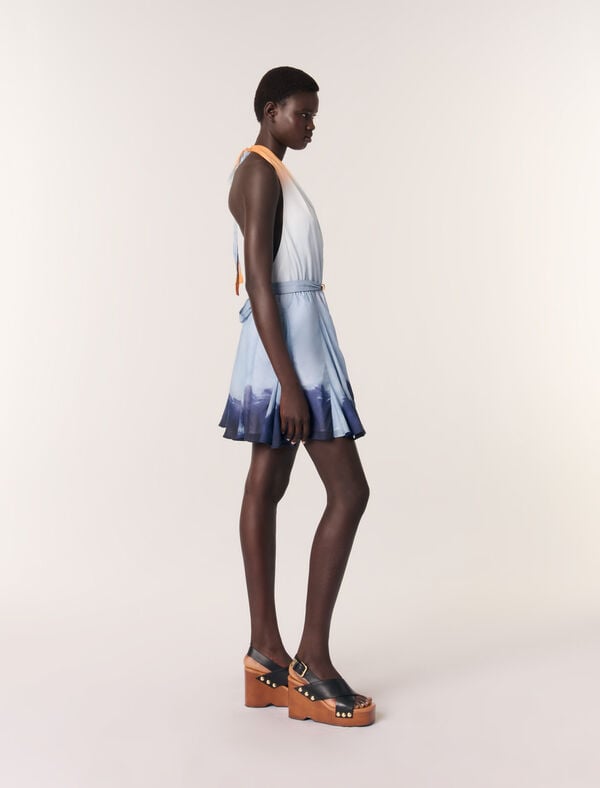 Maje Robe Courte Tie & Dye Imprime Tie And Dye Bleu