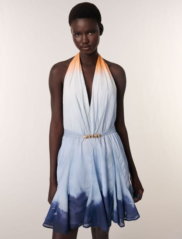 Maje Robe Courte Tie & Dye Imprime Tie And Dye Bleu