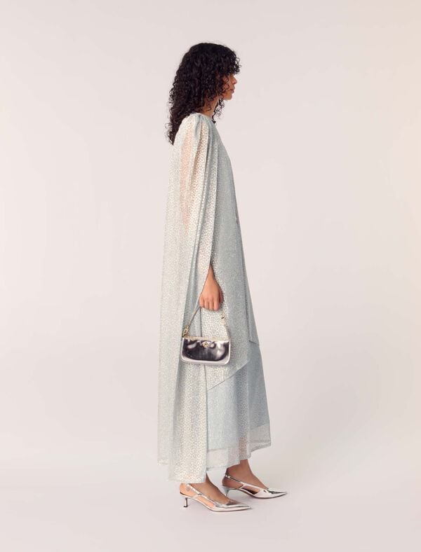Maje Robe Longue à Cape En Lurex Bleu Ciel