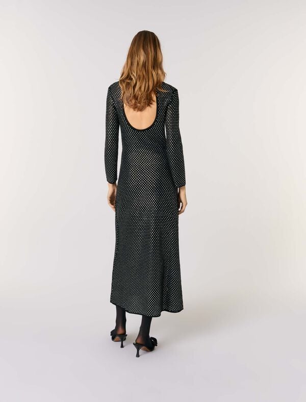 Maje Robe Longue à Strass Noir