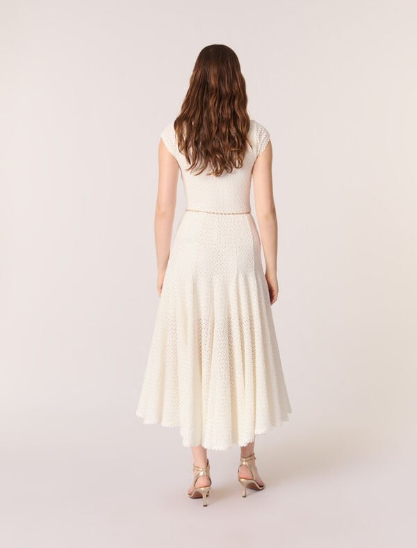 Maje Robe Longue En Crochet Blanc