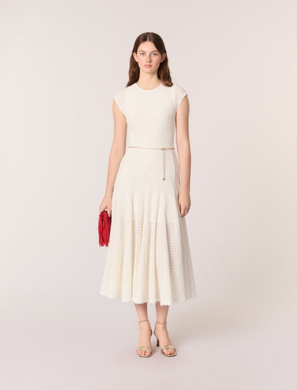 maje Robe longue en crochet Blanc