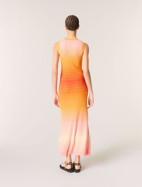 Maje Robe Longue En Maille Tie&dye Orange