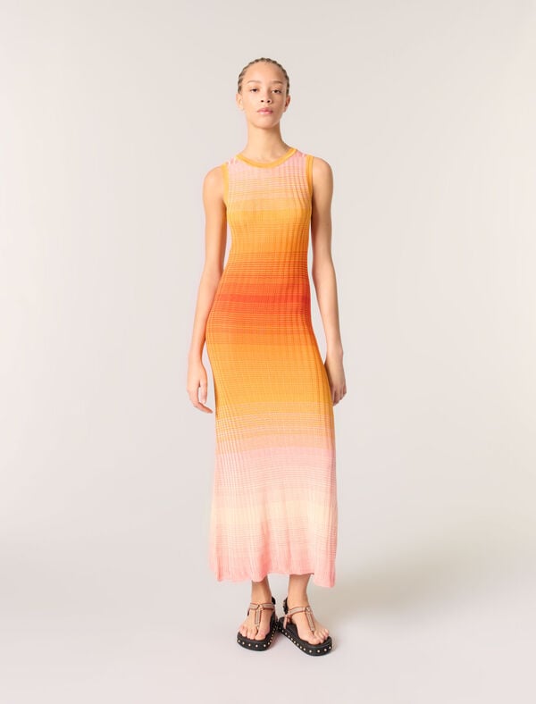 maje Robe longue en maille tie&dye Orange