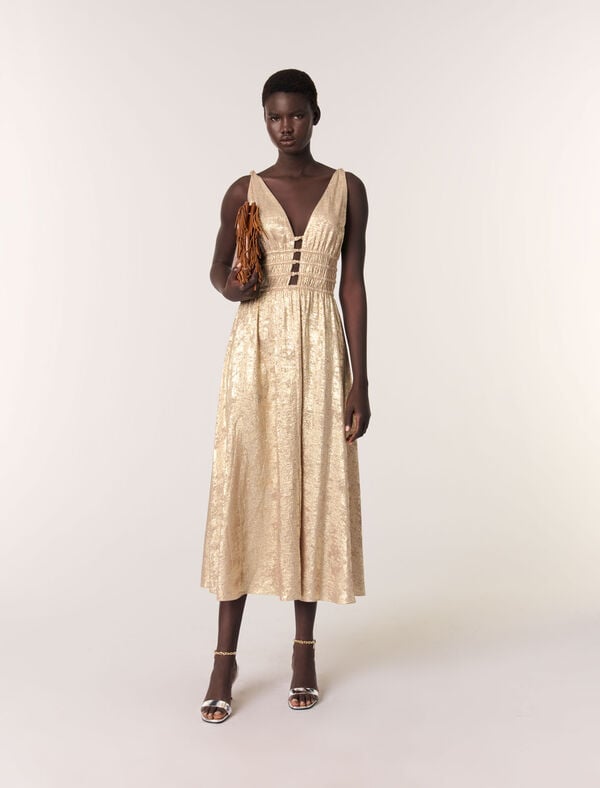 maje Robe longue métallisée Dore