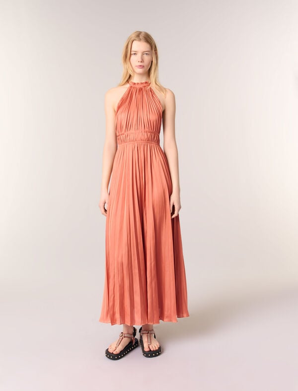 maje Robe longue plissée Terracotta