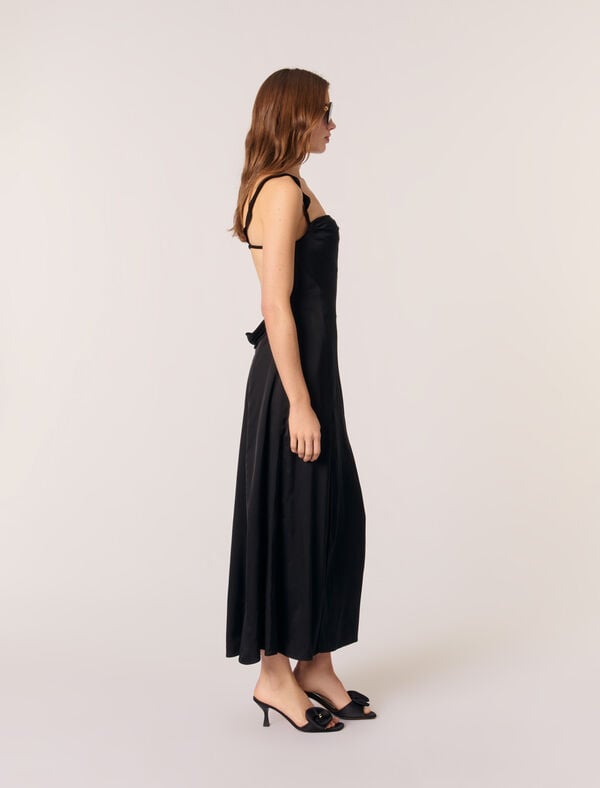 Maje Robe Longue Satinée Noir
