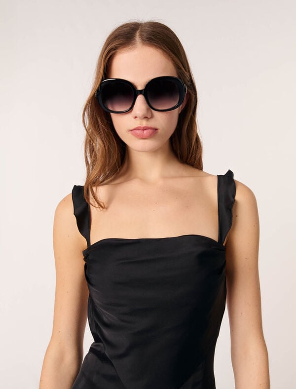 Maje Robe Longue Satinée Noir