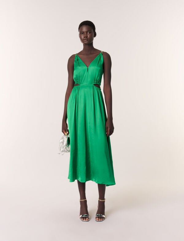 maje Robe longue satinée Vert
