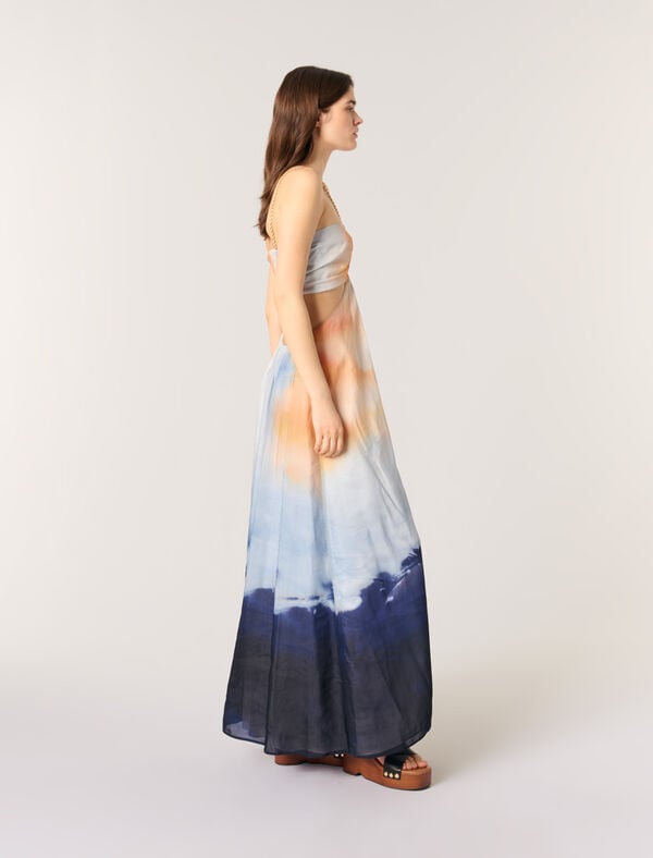 Maje Robe Longue Tie & Dye Imprime Tie And Dye Bleu