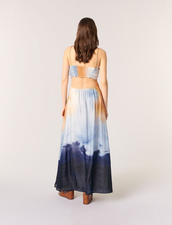 Maje Robe Longue Tie & Dye Imprime Tie And Dye Bleu