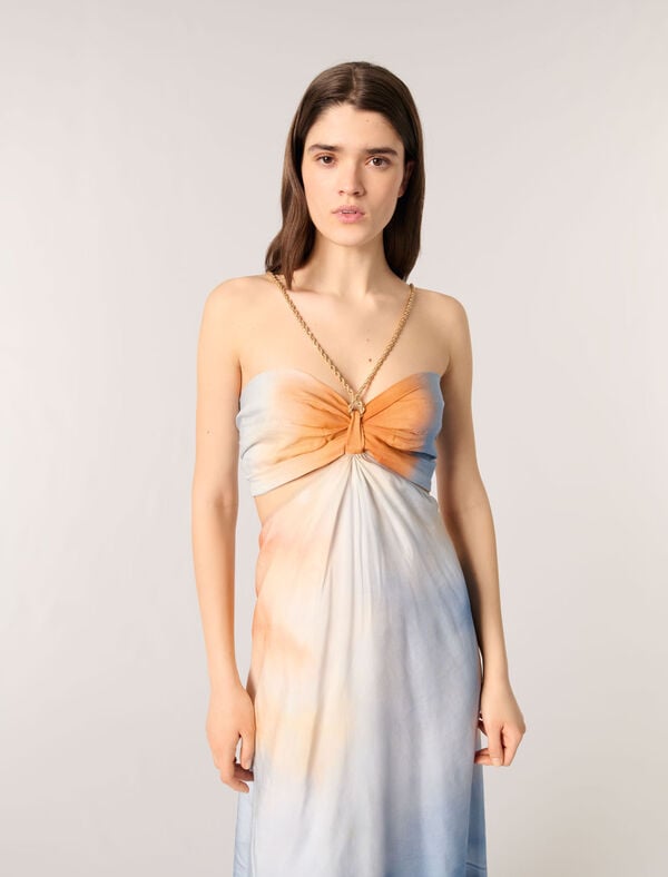 Maje Robe Longue Tie & Dye Imprime Tie And Dye Bleu