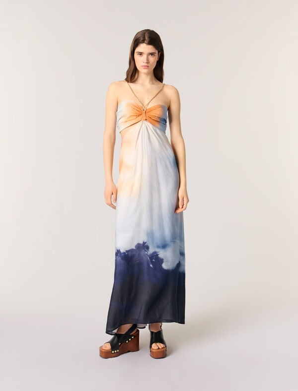 maje Robe longue tie & dye Imprime tie and dye bleu