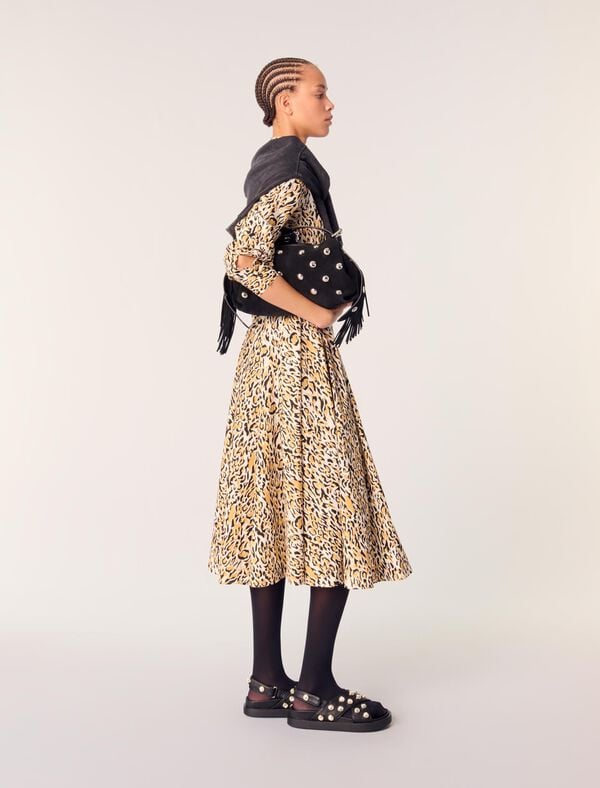 Maje Robe Midi Imprimé Léopard Imprime Leopard