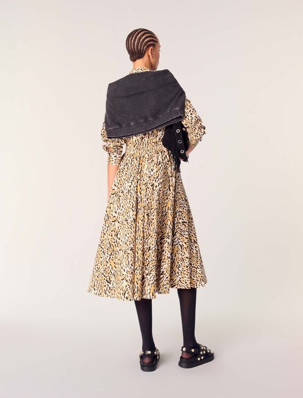 Maje Robe Midi Imprimé Léopard Imprime Leopard
