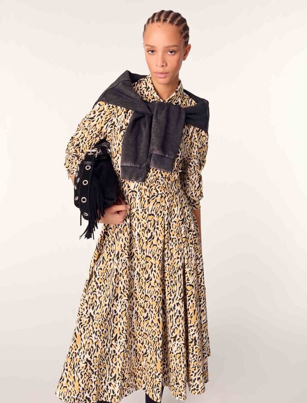 Maje Robe Midi Imprimé Léopard Imprime Leopard