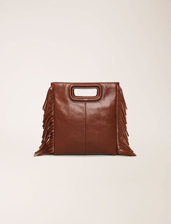 maje Sac M en cuir craquelé marron