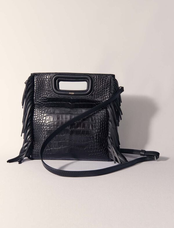 Maje Sac M En Cuir Effet Croco Noir