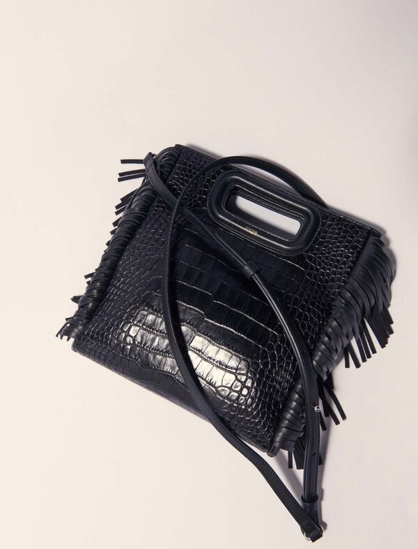 Maje Sac M En Cuir Effet Croco Noir