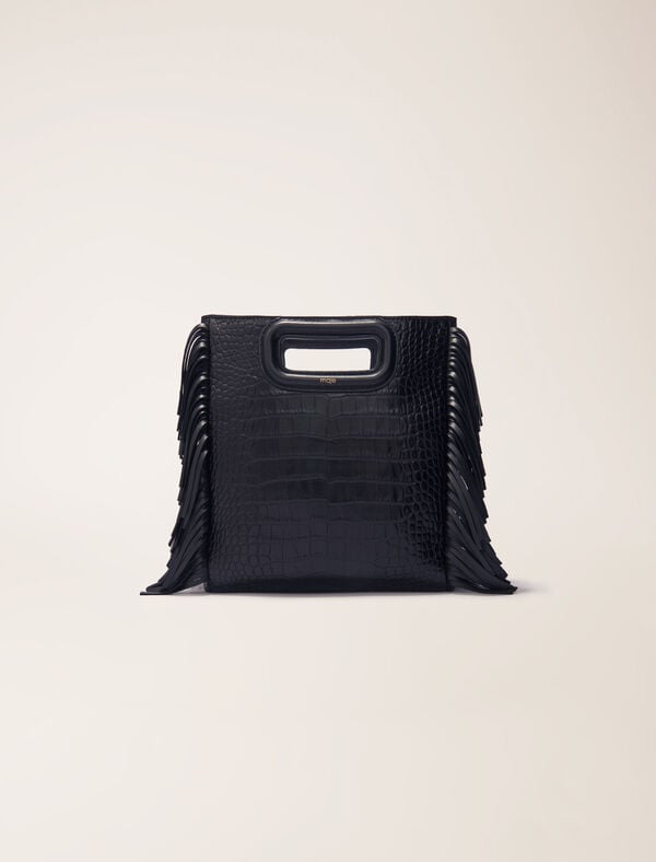 maje Sac M en cuir effet croco Noir