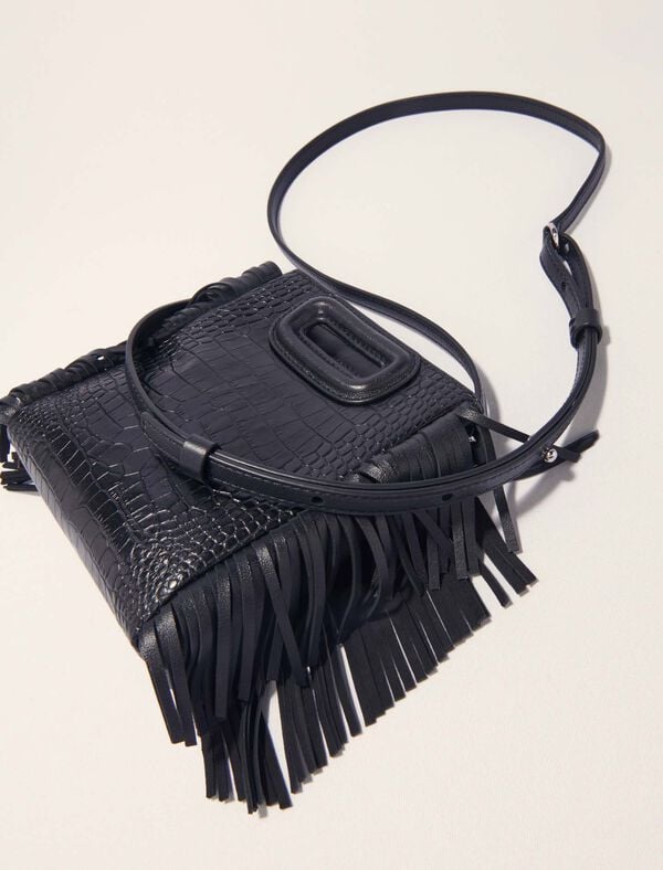 Maje Sac M Mini En Cuir Effet Croco Noir