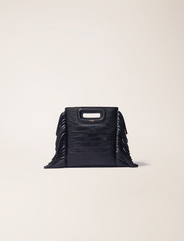 maje Sac M Mini en cuir effet croco Noir