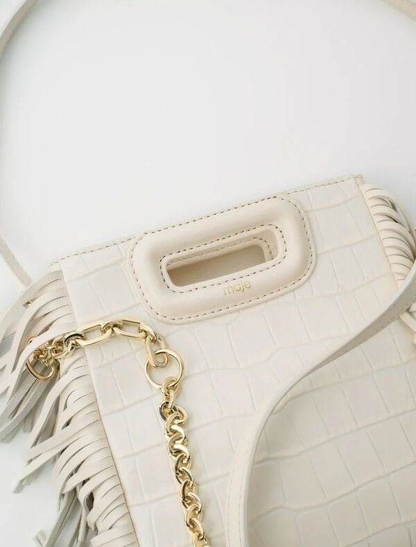 Maje Sac M Mini En Cuir Effet Croco Turquoise