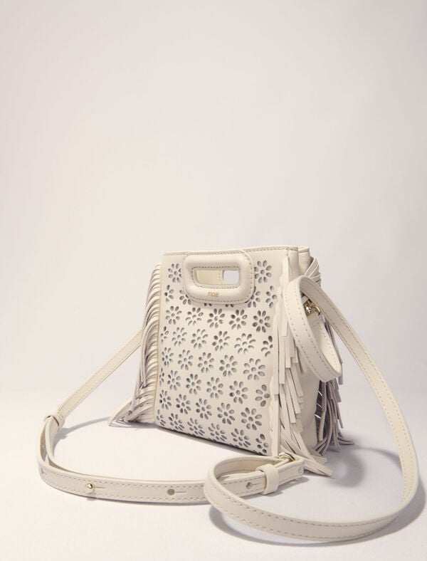 Maje Sac M Mini En Cuir Perforé Ecru