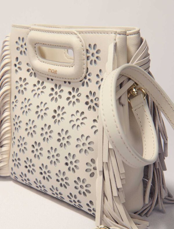 Maje Sac M Mini En Cuir Perforé Ecru